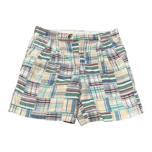 Berle Plaid Madras Patchwork Men’s Pleated Shorts 36